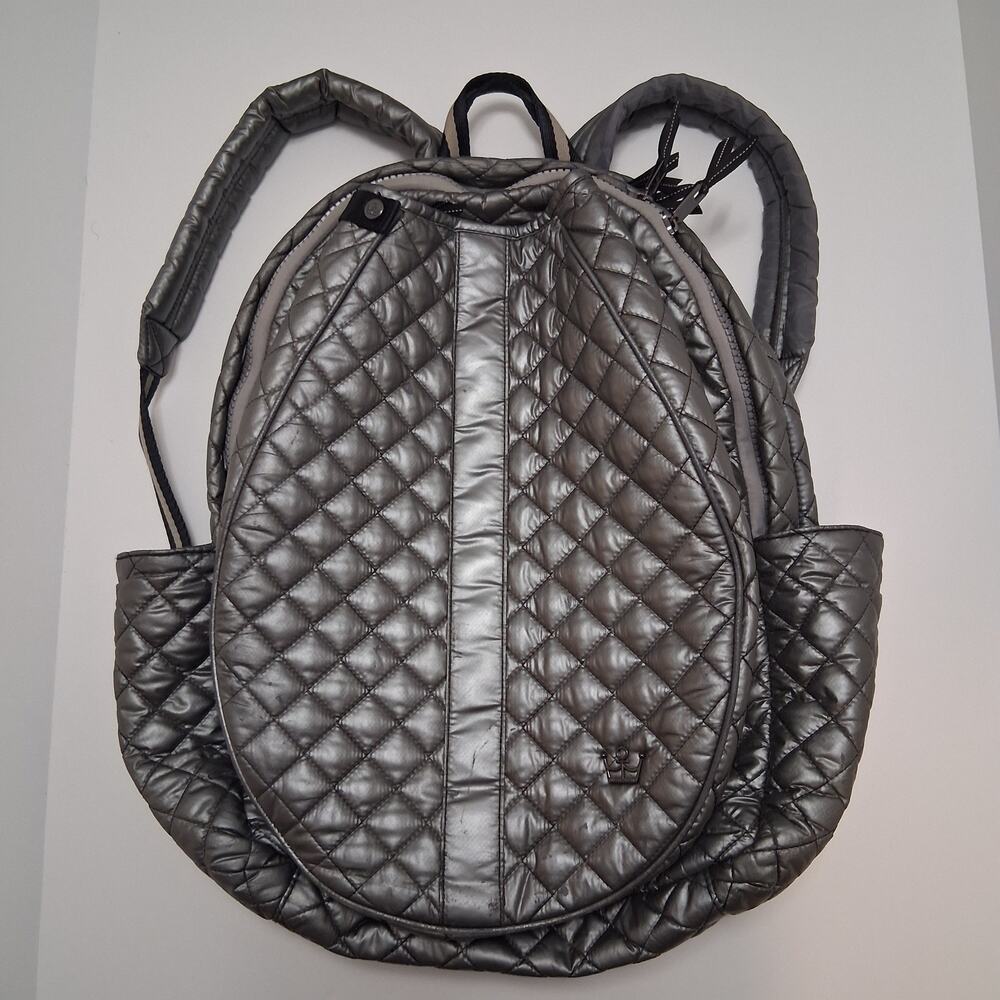 Oliver Thomas 24+7 Quilted Metallic Silver/Grey Tennis Bagpack Lightweight